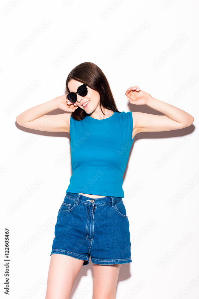 Studio photo of attractive woman isolated on white background. Studio photo of attractive woman isolated on white background.