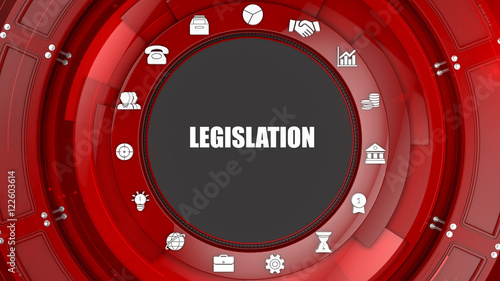 legislation concept image with business icons and copyspace.