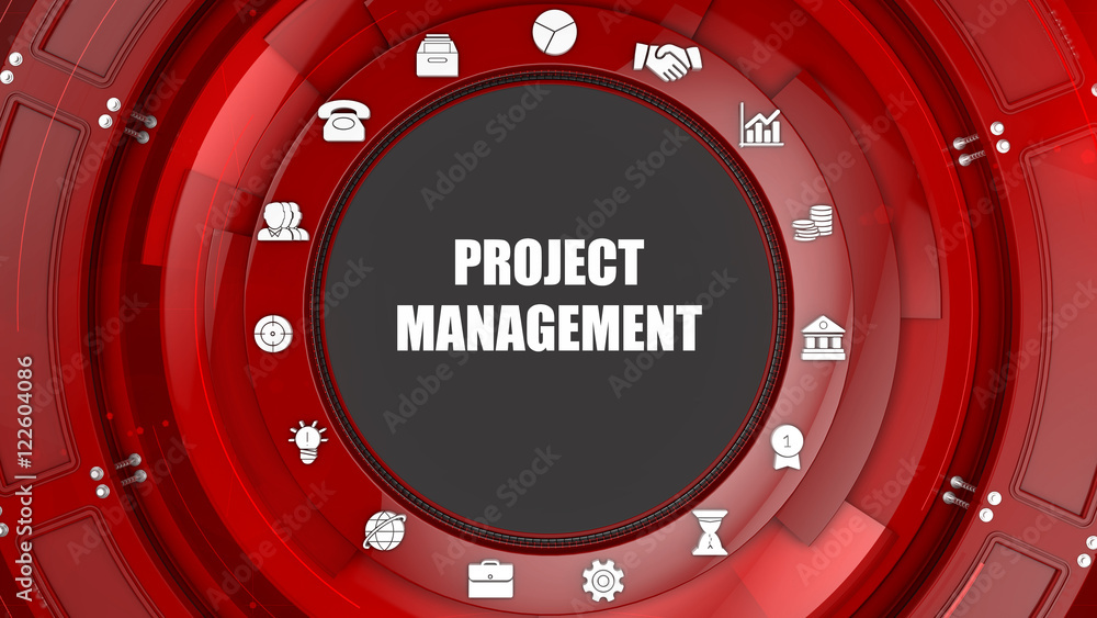 Naklejka premium Project Management concept image with business icons and copyspace.