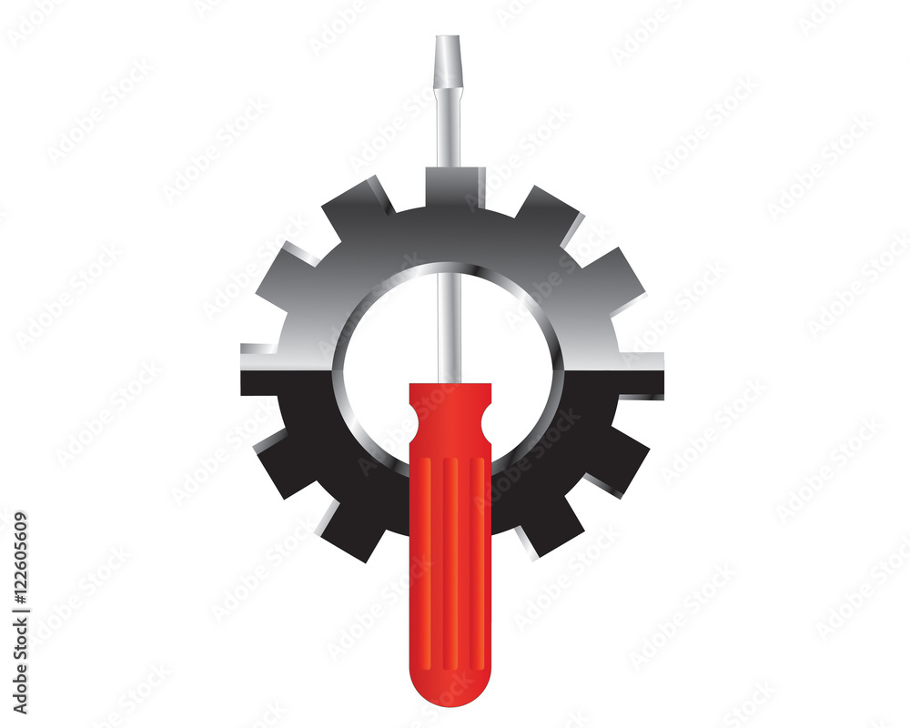 icon screwdriver and Gear - vector illustration icon screwdriver and Gear - vector illustration
