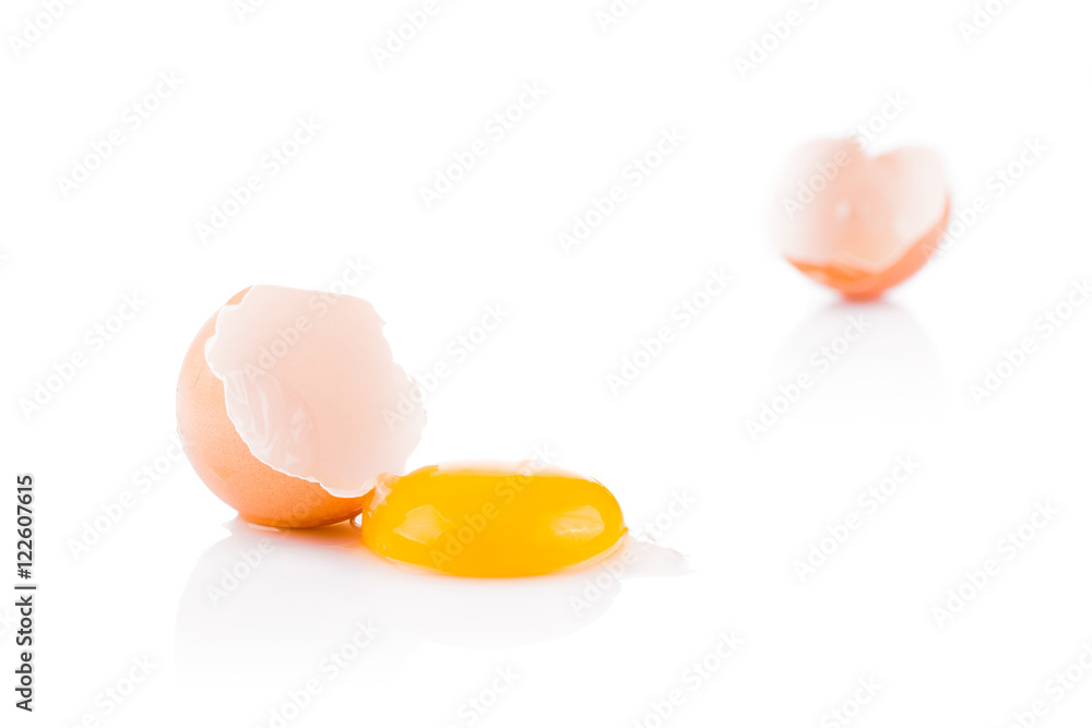 Broken egg isolated on white background Broken egg isolated on white background
