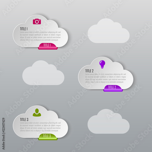 Infographic cloud business concept with 3 options, parts, steps. Infographic design template and marketing icons