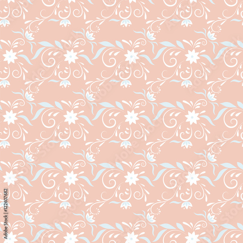 Seamless pattern for wallpaper or fabric. EPS10 vector illustration. Floral elements on a pink background.