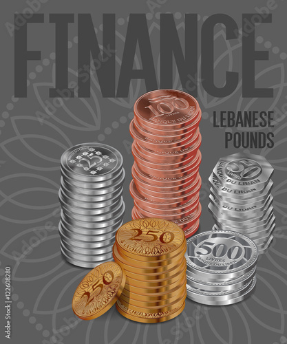 Lebanon Pounds Coins Stacks Cover Poster Design