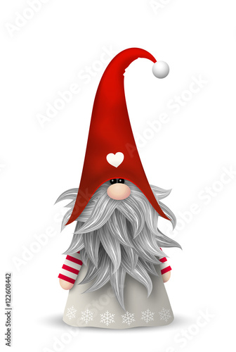Scandinavian christmas traditional gnome, Tomte, illustration