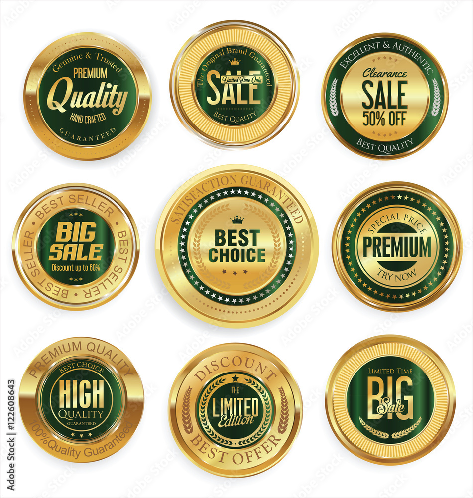 Golden retro vintage badges collection