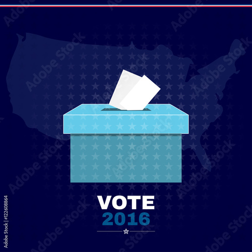 Digital vector usa election with vote box 2016, flat style