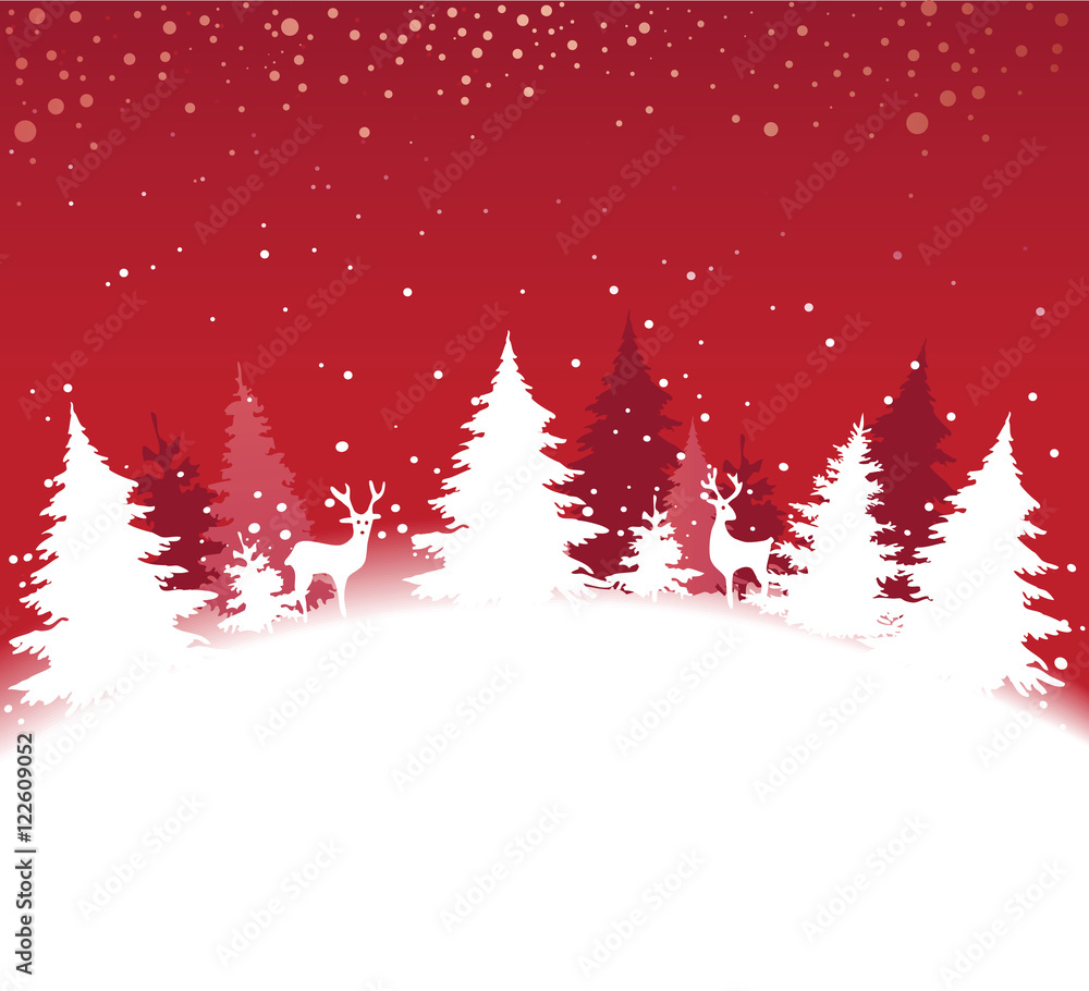 Christmas background with winter landscape
