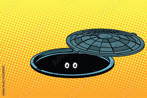 Funny monster in the underground city sewer