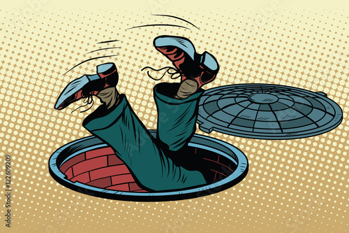 The man fell into a manhole underground sewer