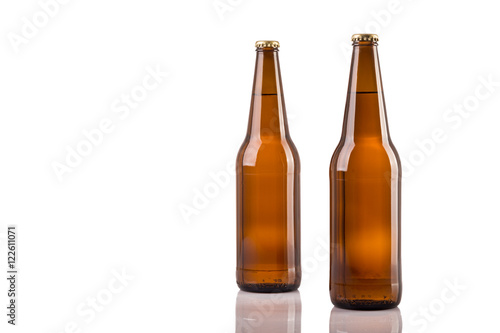 Two beer bottles isolated on white background

