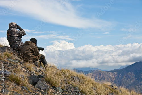 Canvas Print Hunting ibex in the Tien Shan mountains