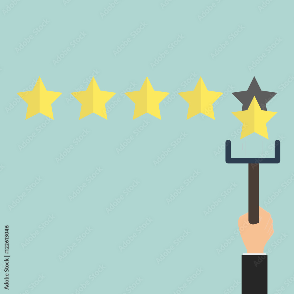 Customer review give a five star in bubble box. Positive feedbac Customer review give a five star in bubble box. Positive feedbac