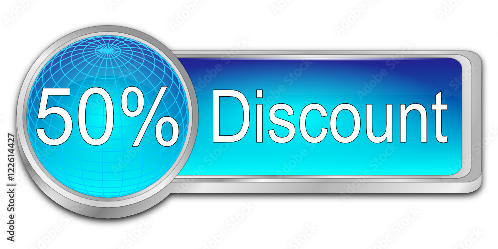 50% Discount button - 3D illustration 50% Discount button - 3D illustration