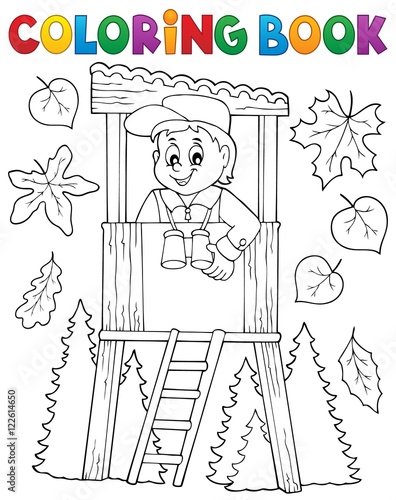 Coloring book forester theme 1
