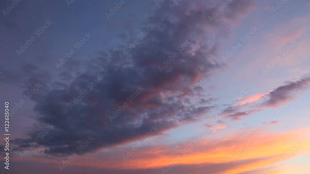 Time lapse clip of fluffy clouds over sunset sky. Beautiful cloudscape. Time lapse clip of fluffy clouds over sunset sky. Beautiful cloudscape.