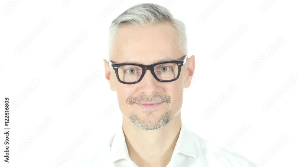 Close up Of Smiling Man , White Background Close up Of Smiling Man , White Background