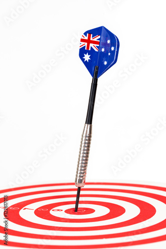 Darts arrow with Australia flags on red dart boart photo