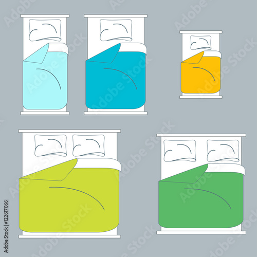 Colorful Bedding and Linen Set. Vector
