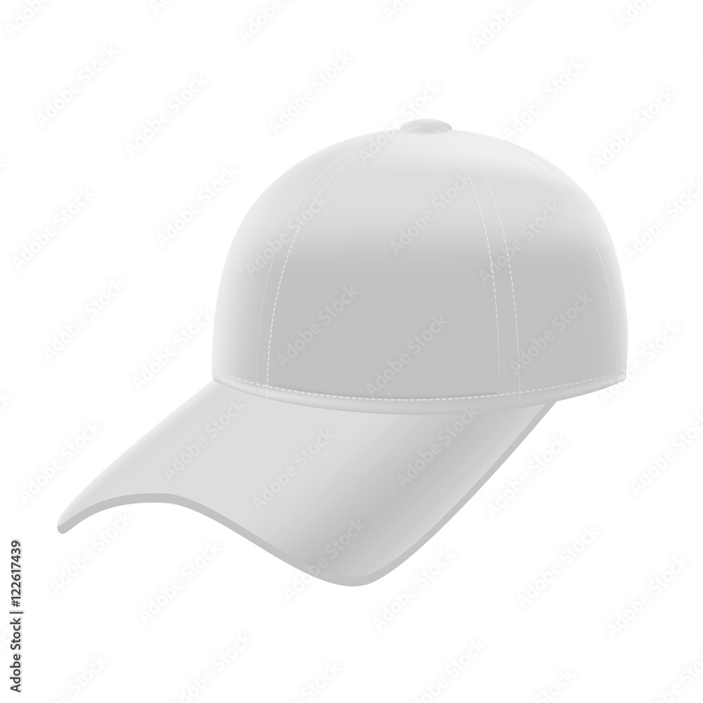 Realistic White Baseball Cap Template Mockup. Vector Realistic White Baseball Cap Template Mockup. Vector