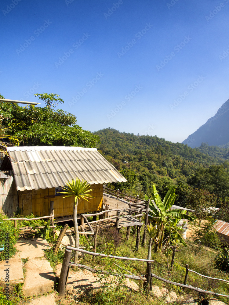 Fototapeta premium Chiang Dao mountain village at Chiang Mai Thailand.