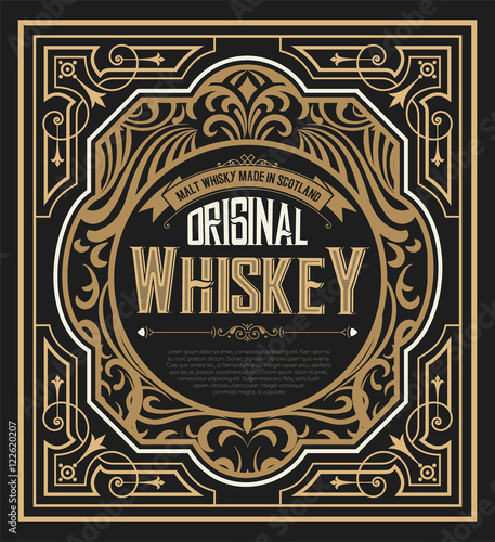 Old  label design for Whiskey and Wine label, Restaurant banner,