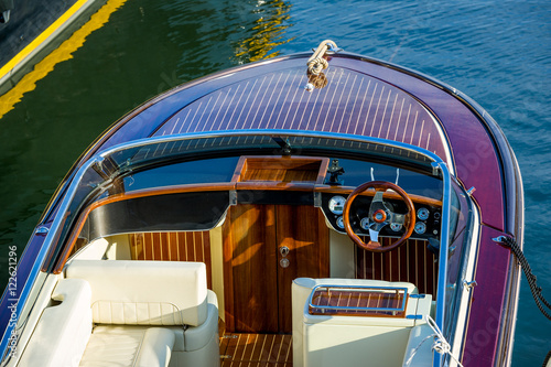 Luxury retro style wooden motor boat