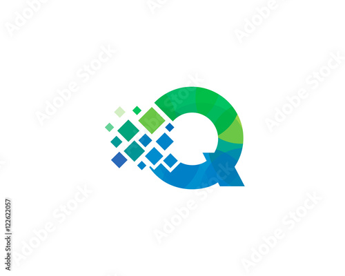 Q Letter Multiply Colorful Shadow Logo Designs Element

