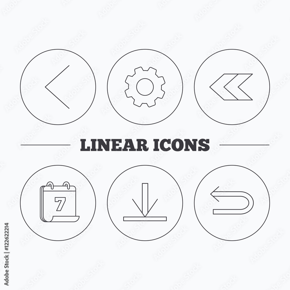 Arrows icons. Download, back linear signs. Arrows icons. Download, back linear signs.