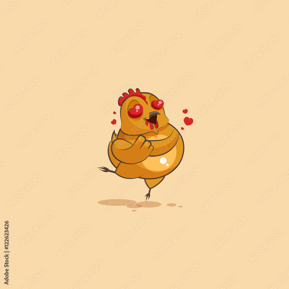 Emoji character cartoon Hen in love flying with hearts Emoji character cartoon Hen in love flying with hearts