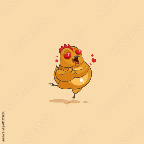 Emoji character cartoon Hen in love flying with hearts