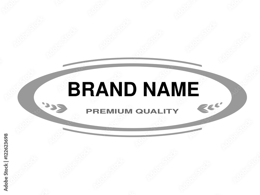 Vector Line Label Oval Frame For Brand Name Monochrome Design Stock vector-line-label-oval-frame-for-brand-name-monochrome-design-stock