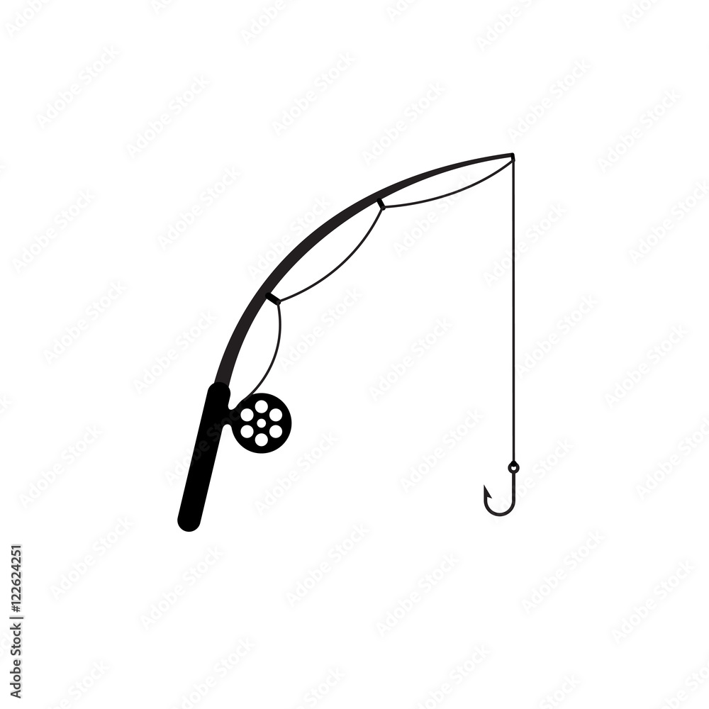 Fishing rod simple silhouette icon. Stock Vector