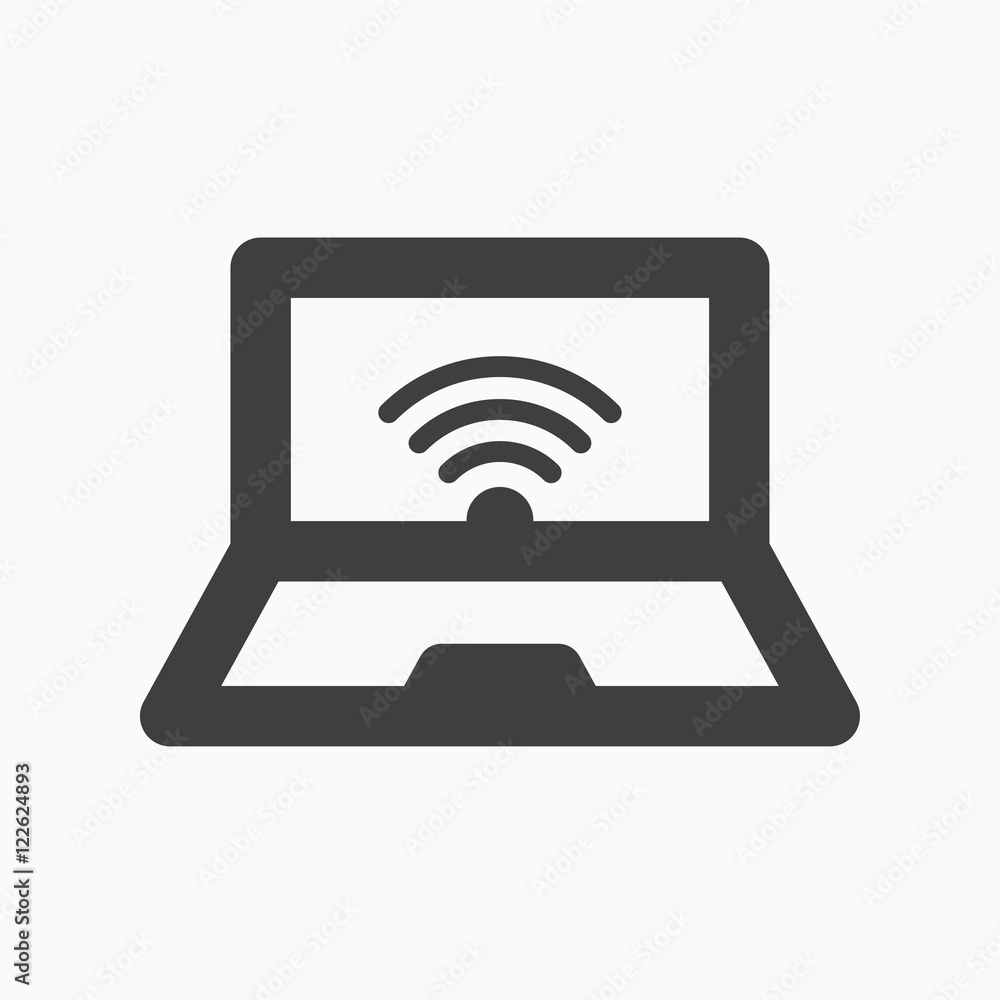 Computer with wifi icon. Notebook or laptop pc. Computer with wifi icon. Notebook or laptop pc.
