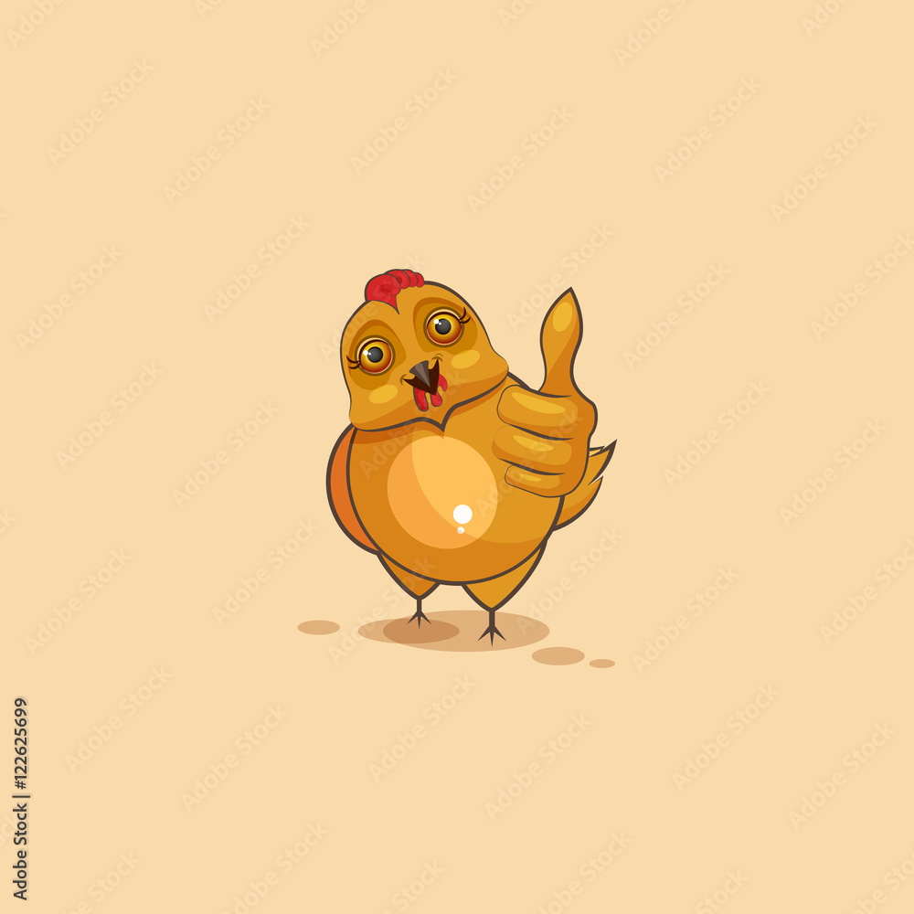 Emoji character cartoon Hen approves with thumb up Emoji character cartoon Hen approves with thumb up
