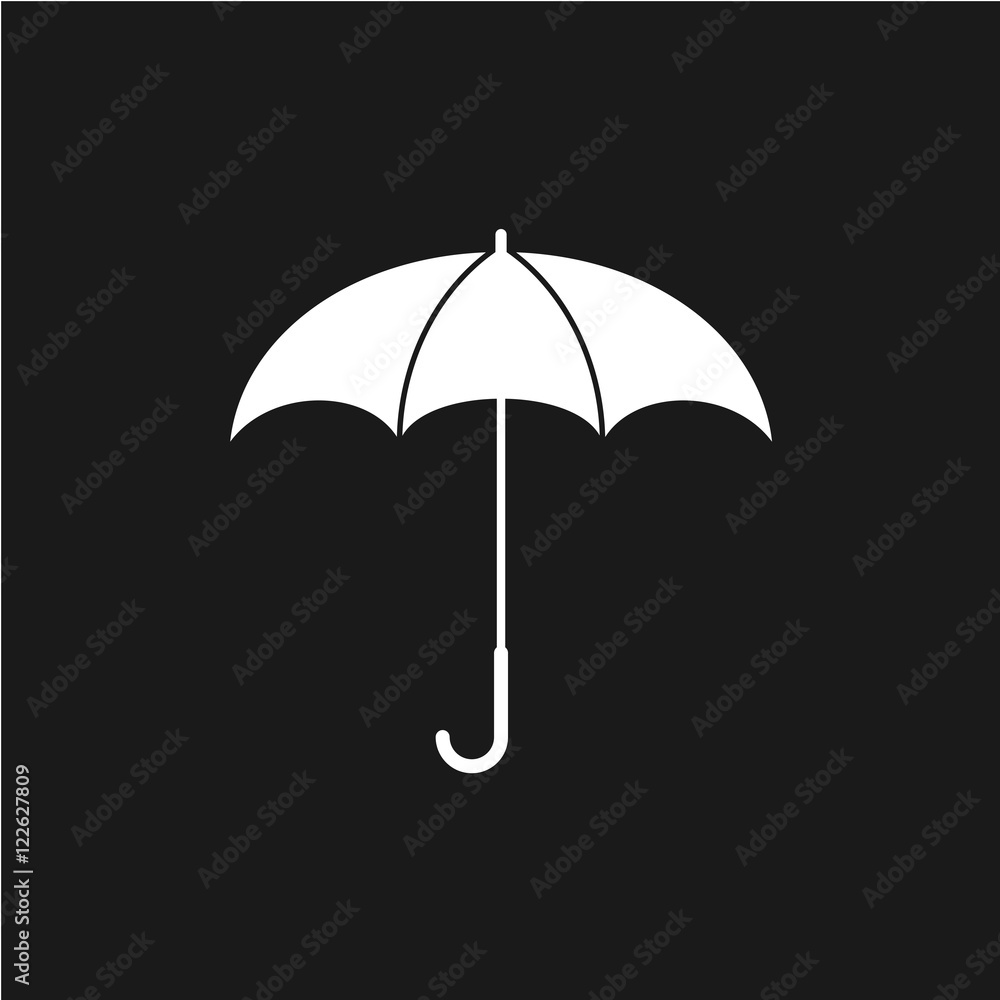 White umbrella silhouette on black background.