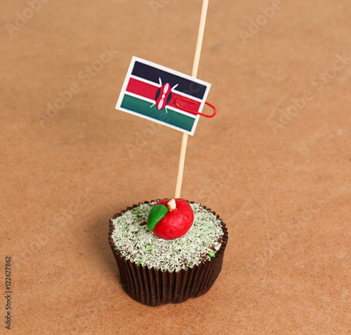 kenya, flag on a apple cupcake photo