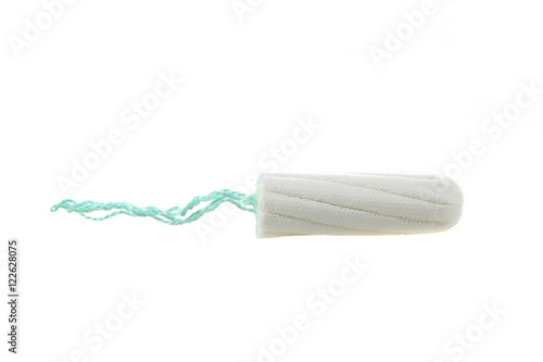 Menstrual tampon isolated on a white background. Menstruation time. Hygiene and protection.