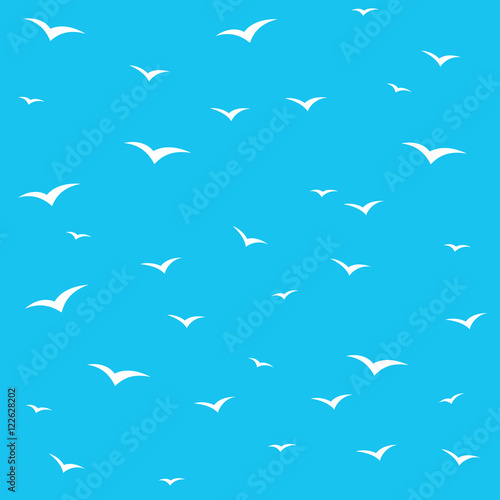 Seagulls swarm or other birds silhouette seamless pattern back