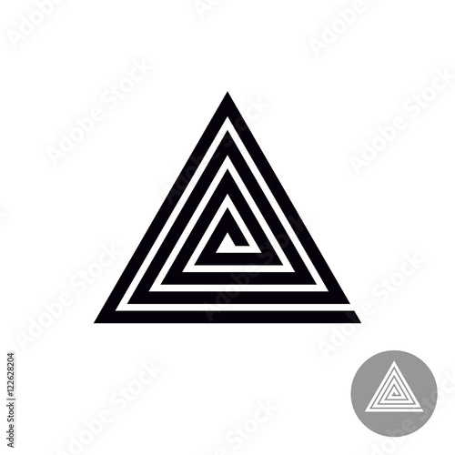 Triangle spiral geometric symbol. Tribal style abstract logo.