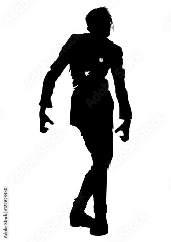 Zombie riddled silhouette. Illustration zombie man mutilated with bullet holes 