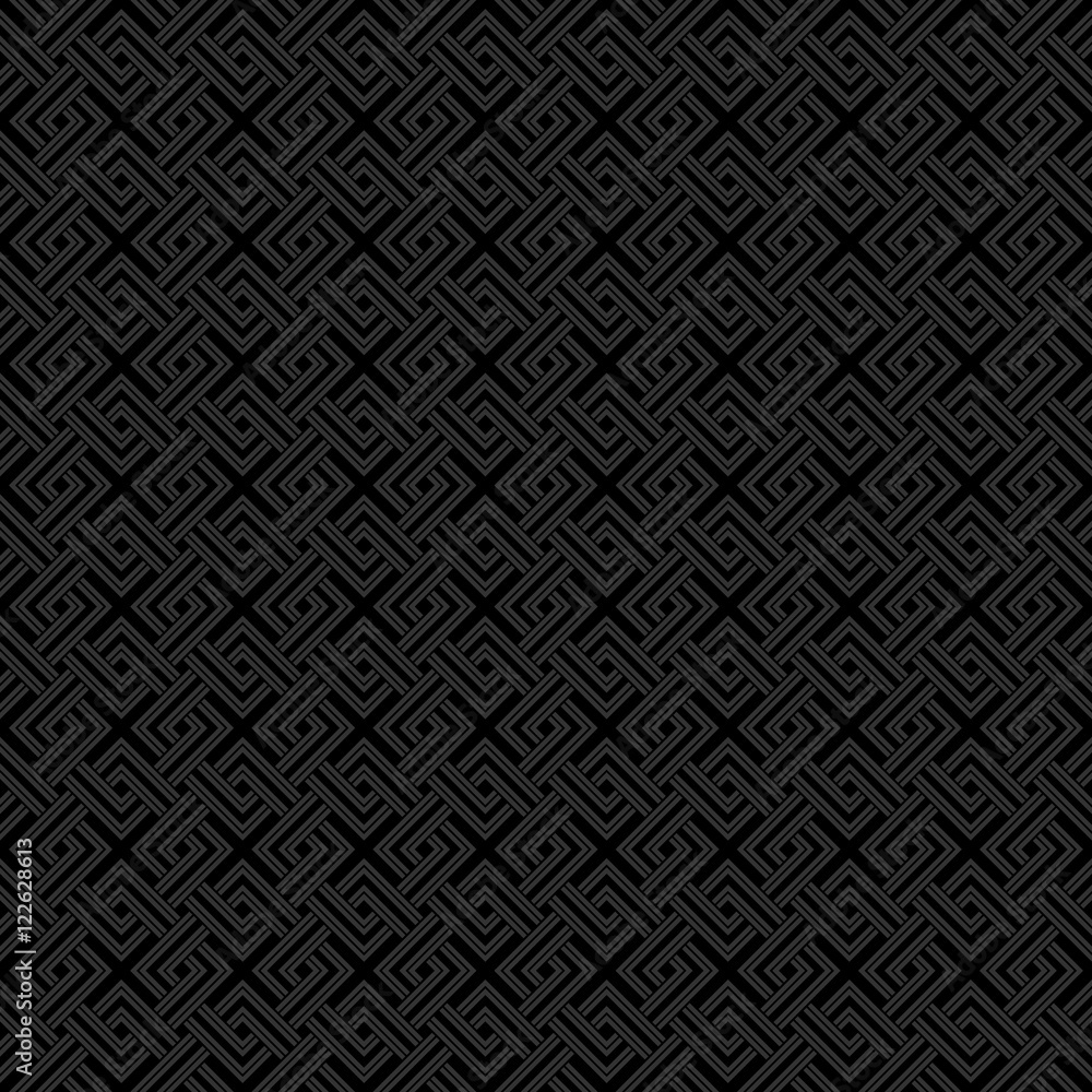 Geometric weave cross squares seamless pattern. Black and gray.