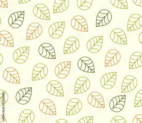 Seamless pattern. Texture with autumn leaves in orange, brown, yellow color. 