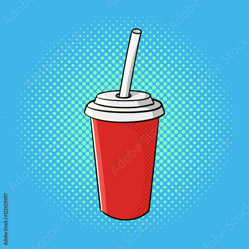 Vector hand drawn pop art illustration of soda cup.
