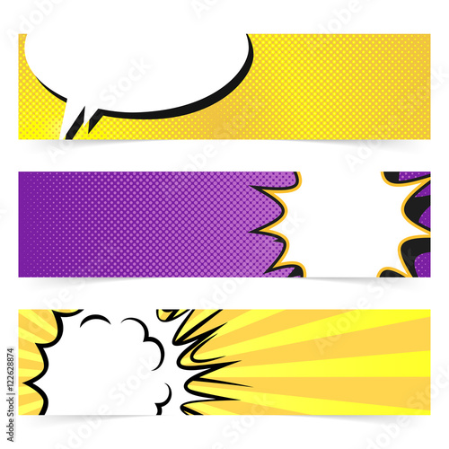 Vector hand drawn pop art banner with speech bubble.