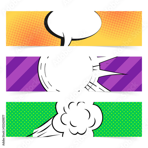 Vector hand drawn pop art banner with speech bubble.