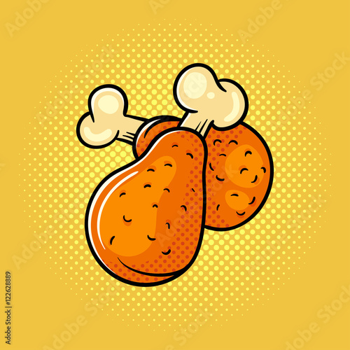 Vector hand drawn pop art illustration of chicken legs.