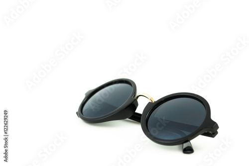 black plastic sunglasses on white background