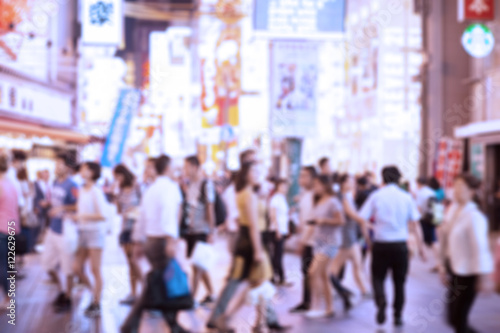 Blurred image of crowded people shopping