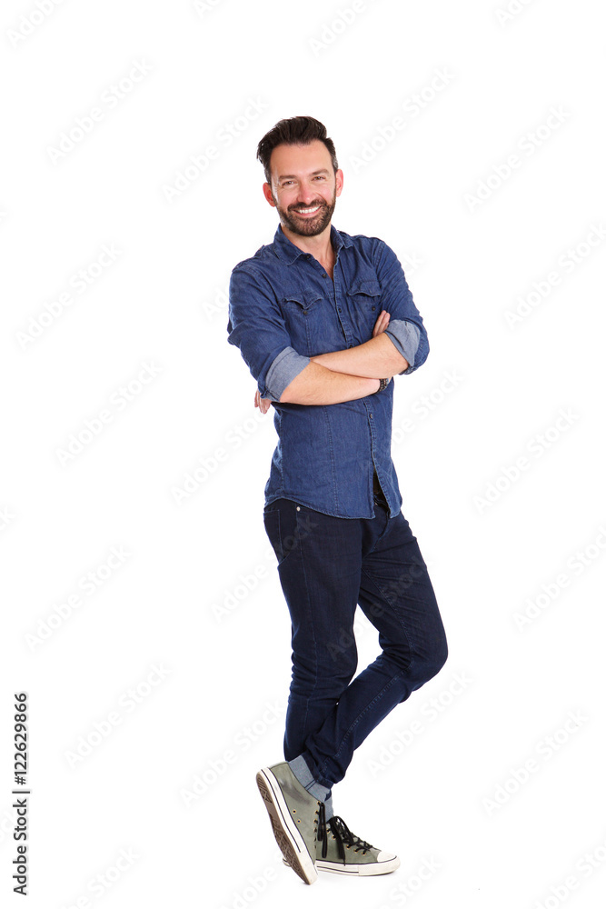 Naklejka premium Stylish mature man posing over white background